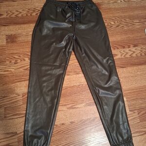 NWT 21 Saints Women's Brown/green Vegan Leather Joggers Size S